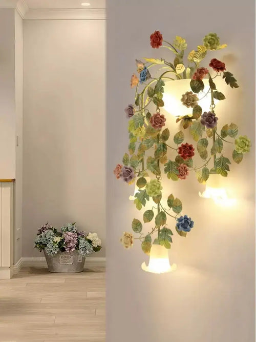 applique murale en métal avec fleurs et herbes décoratives - vue 3 sur 8