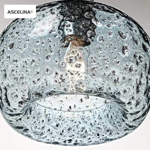lustre suspendu en verre vintage avec bulles d'air - vue 9 sur 10