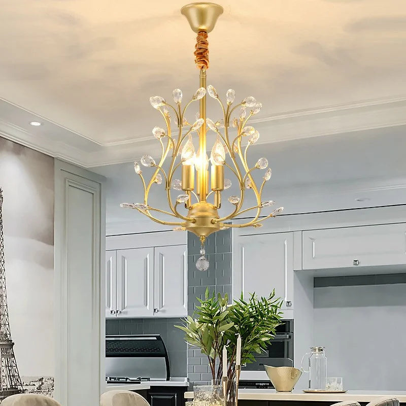 lustre vintage en cristal à quatre branches pour éclairage élégant - vue 3 sur 8