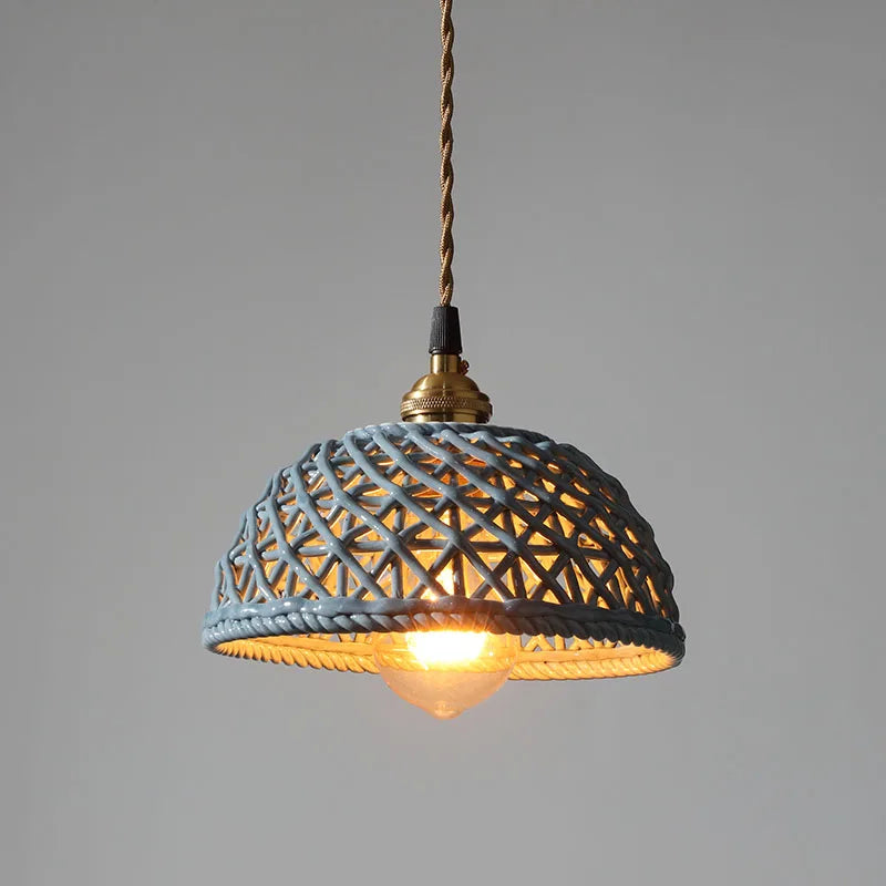 suspension LED blanc en céramique luminaires maison éclairage intérieur chambre salon à côté nordique moderne cuivre suspension lampe - vue 4 sur 23
