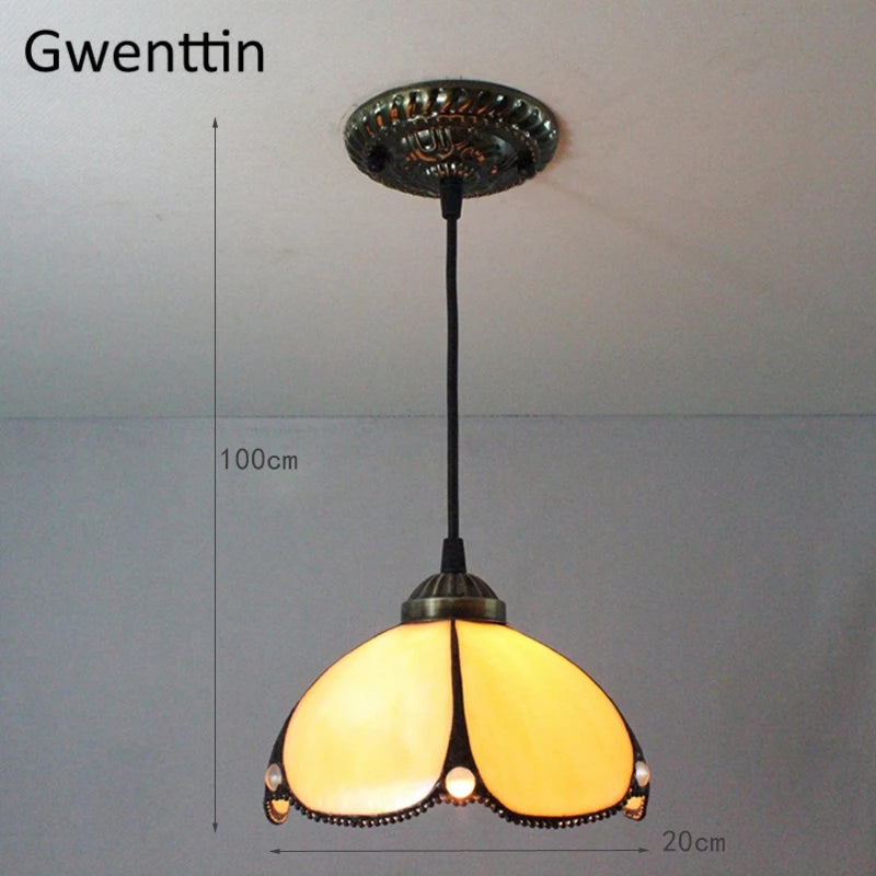 lustre tiffany en verre teinté pour décoration intérieure - vue 10 sur 10
