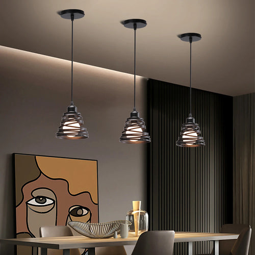 Suspension rétro moderne abat-jour tourbillon éclairage - vue 3 sur 12
