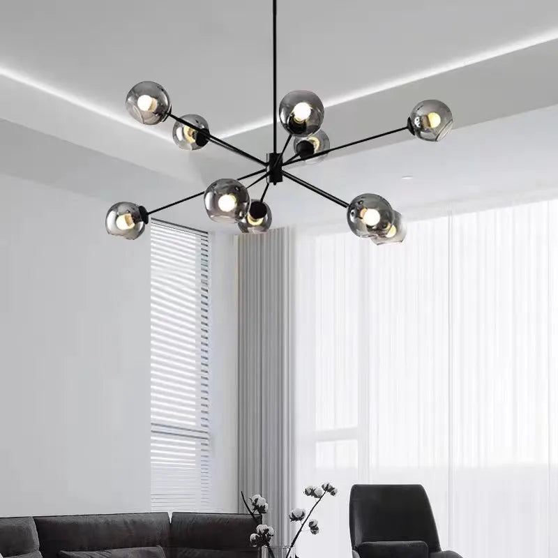 lustre rétro en verre pour décoration intérieure moderne - vue 2 sur 5