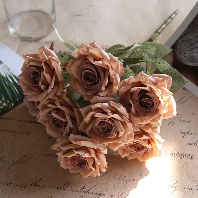 fleurs de roses artificielles bouquet décoration pour la maison et bureau - vue 8 sur 14