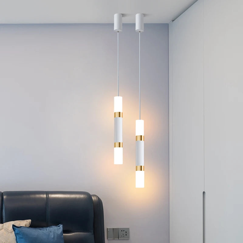 suspension LED en or art moderne long câble - vue 3 sur 26