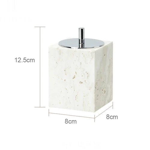 ensemble daccessoires en travertin beige pour salle de bain - vue 16 sur 20