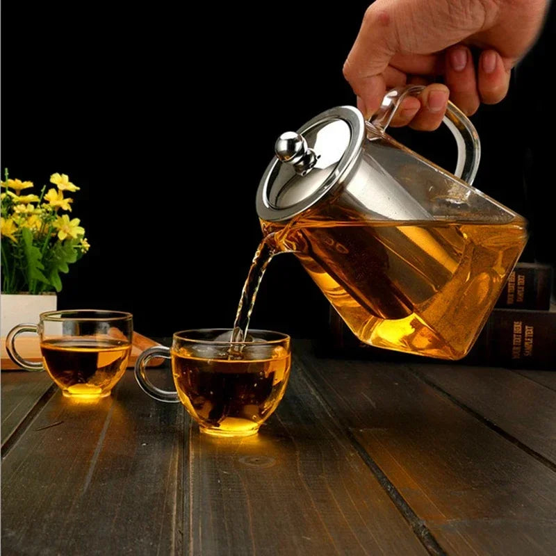 Théière verre résistant avec infuseur inox transparente élégante - vue 3 sur 11