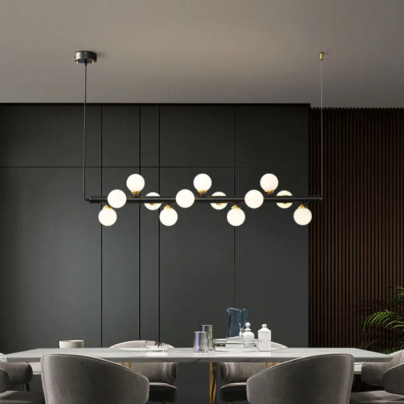 lustre moderne en verre et cuivre avec fil réglable - vue 3 sur 8