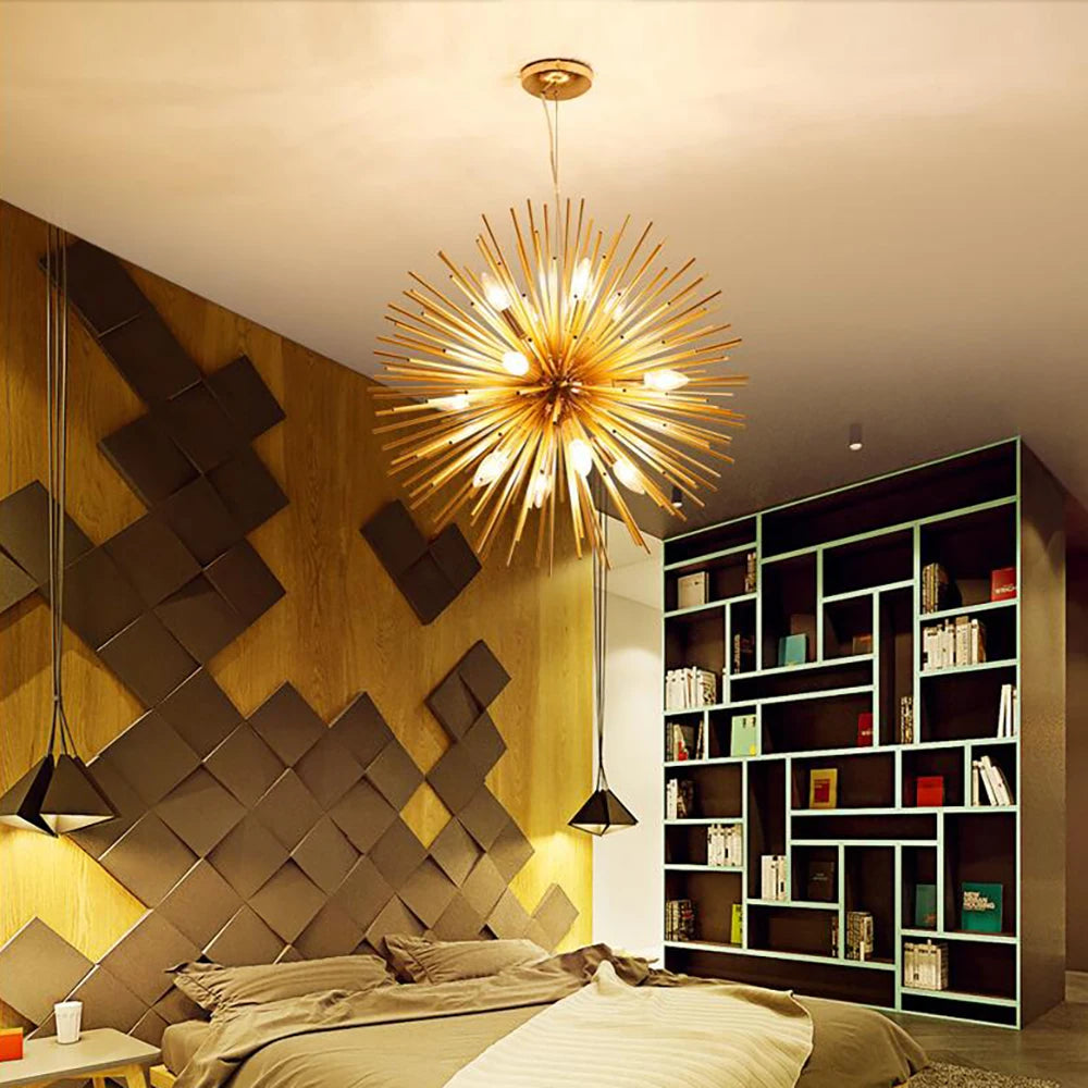 lustre nordique led en aluminium pissenlit spoutnik winfordo - vue 4 sur 7