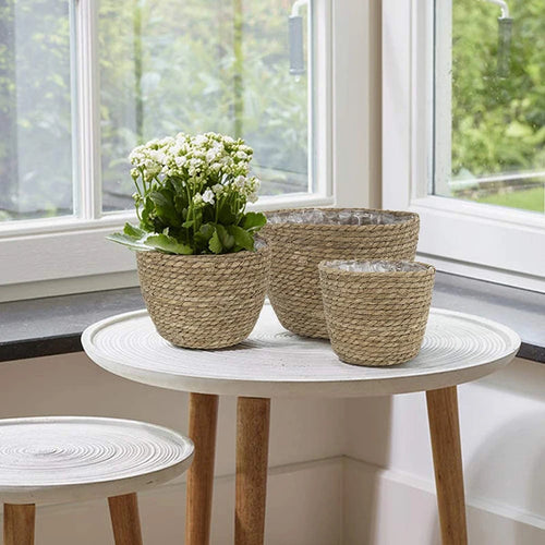 pot de fleurs tressé en paille pour plantes d'intérieur et extérieur - vue 2 sur 12