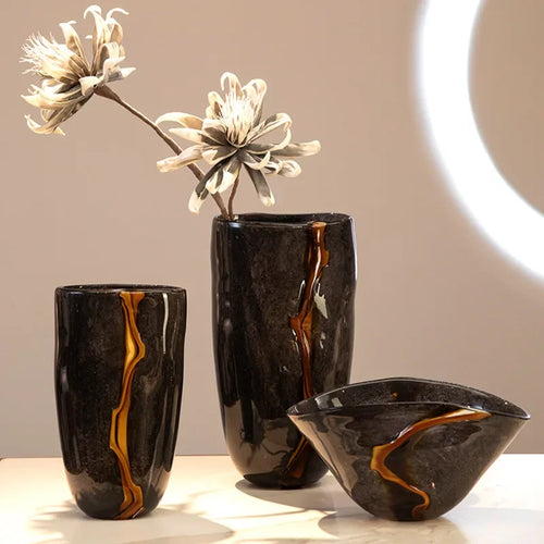 vase en verre craquelé pour arrangement floral décoratif - vue 3 sur 9