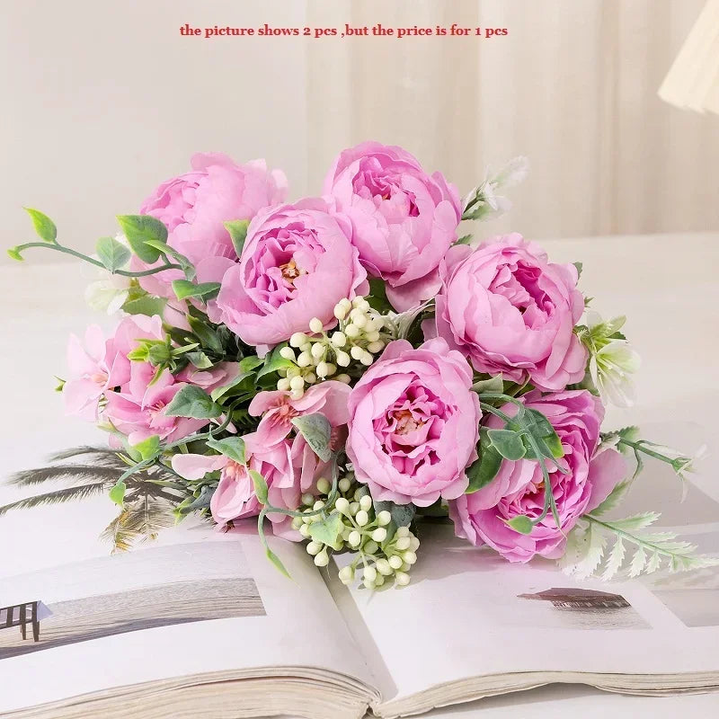 bouquet de pivoines artificielles pour décoration intérieure - vue 8 sur 12