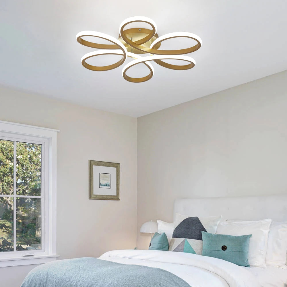 lustre moderne en aluminium acrylique led avec télécommande réglable - vue 3 sur 10
