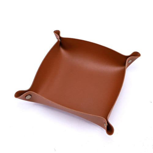plateau pliable en cuir pour rangement divers et décoration - vue 12 sur 13