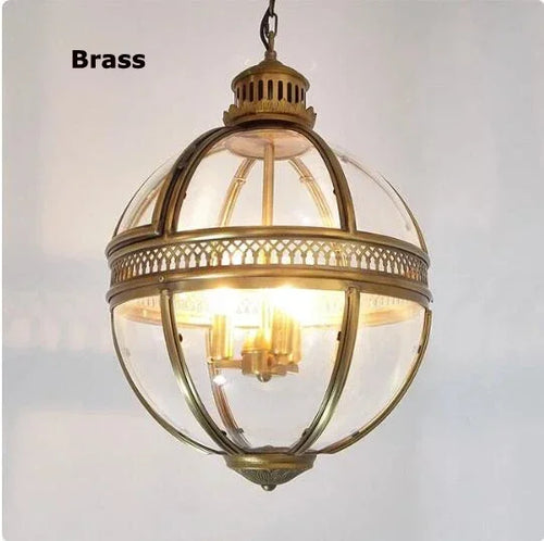 lustre sphérique rétro en fer et verre brillant - vue 11 sur 11