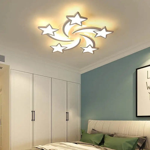 Étoile Led plafonniers acrylique lustres lampe pour enfants garçon et fille chambre salon salle à manger Design intérieur lumières - vue 2 sur 9