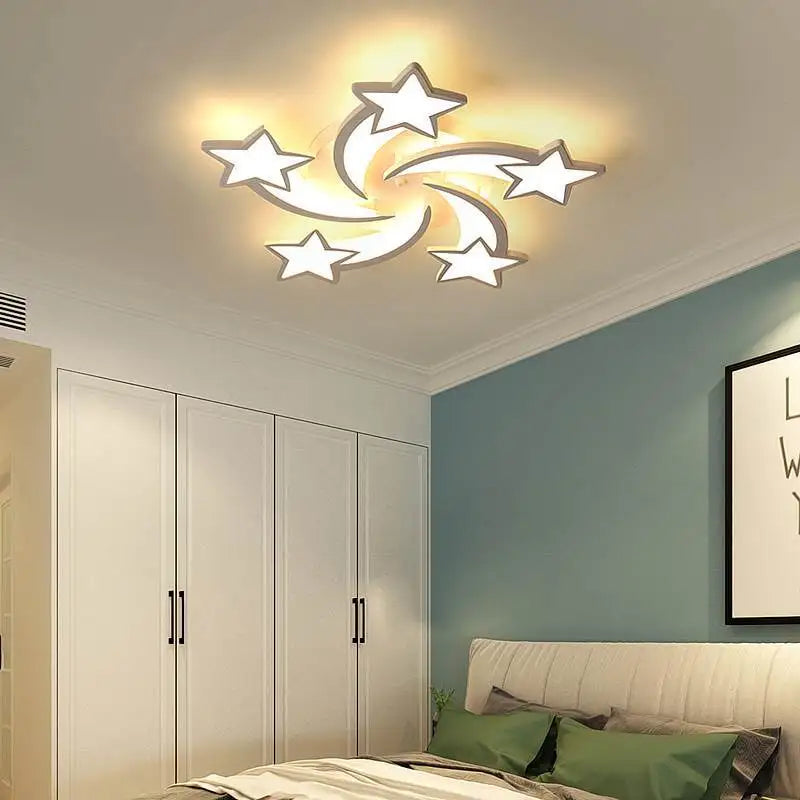 Étoile Led plafonniers acrylique lustres lampe pour enfants garçon et fille chambre salon salle à manger Design intérieur lumières - vue 2 sur 9