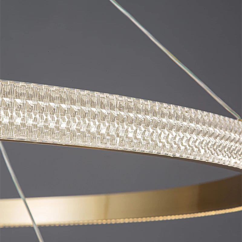 lustre à anneaux en cuivre réglable pour - vue 5 sur 15