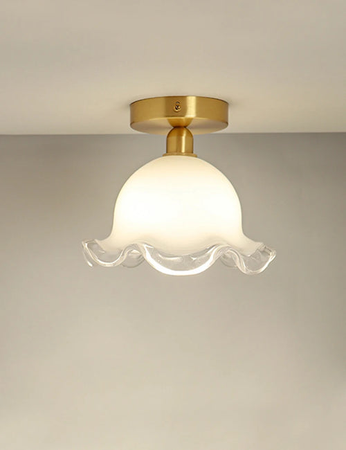 plafonnier moderne en verre antique et laiton unique et minimaliste - vue 3 sur 7