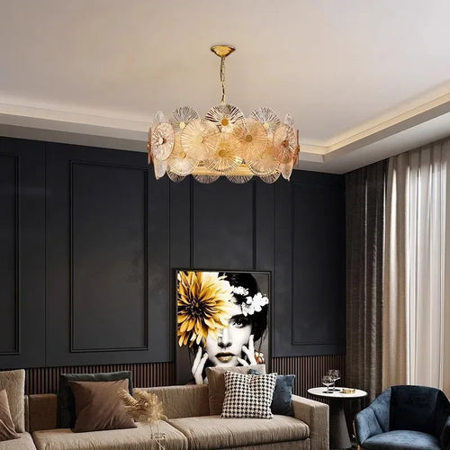 lustre en verre moderne avec lumière led design élégant - vue 4 sur 10