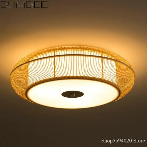 lustre en bambou fait main style moderne et élégant - vue 3 sur 10