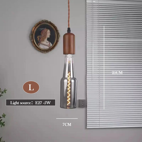 lustre en verre d'art rétro en bois massif créatif pour décoration intérieure - vue 11 sur 25