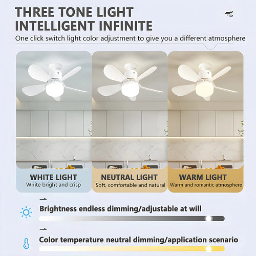 LED 30W ceiling fan light E27 with remote control for dimming, suitable for living room  study, household use Fan lamp 85-265V - vue 4 sur 10