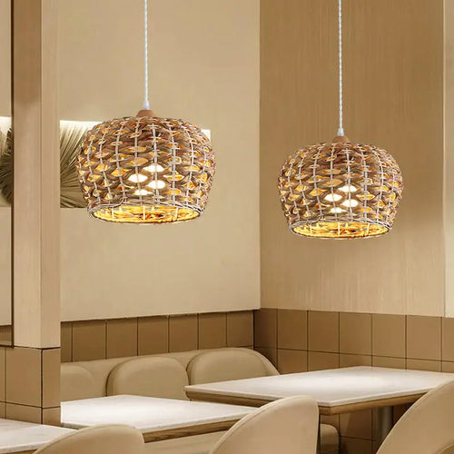 suspension en rotin style wabi sabi pour décoration moderne - vue 3 sur 11