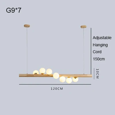 lustre en bois de noyer et verre design moderne pour intérieur élégant - vue 13 sur 13