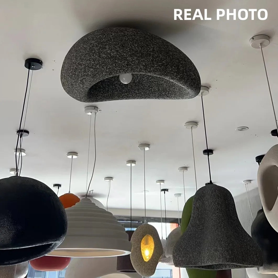 Nordic minimalist Wabi Sabi E27 Led Ceiling Light Modern Japanese Cream style bedroom ceiling light gloss decorative luminaire - vue 3 sur 12