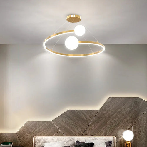lustre nordique simple anneau led décoratif intérieur - vue 4 sur 8