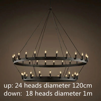 Lustre rond et Moderne américain rétro fer Vintage industriel Led - vue 14 sur 13