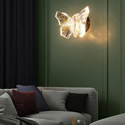 applique murale LED cristal papillon de luxe - vue 2 sur 7