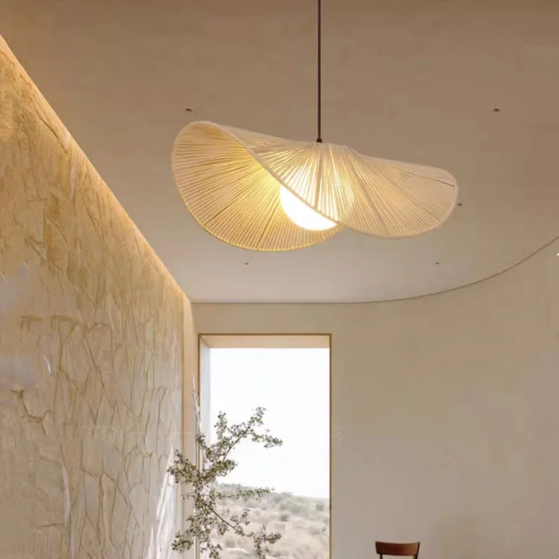 suspension japonaise en rotin style wabi sabi pour décoration moderne - vue 4 sur 10