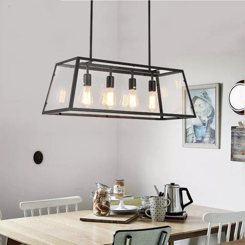suspension industrielle vintage en fer et acrylique pour cuisine et bar - vue 2 sur 6