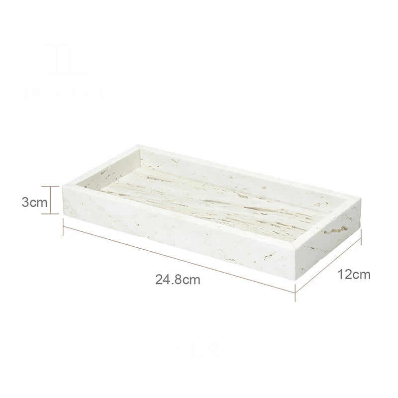 ensemble daccessoires en travertin beige pour salle de bain - vue 12 sur 20