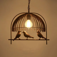 lustre cage à oiseaux en fer forgé pour café et bar