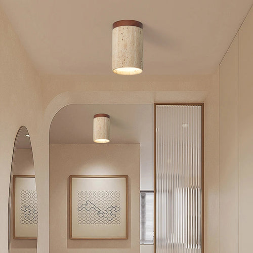 Plafonnier spot décoratif japonais Wabi Sabi rétro moderne jaune grotte pierre crème vent couloir couloir hall balcon - vue 4 sur 10