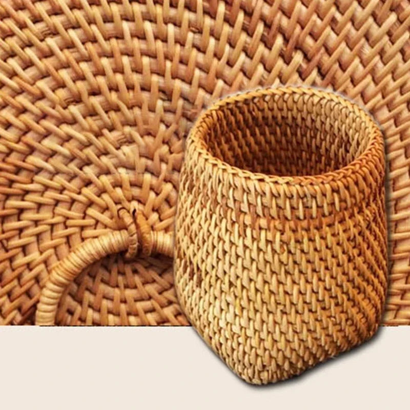 boîte de rangement en rotin pour ustensiles et vaisselle - vue 8 sur 9