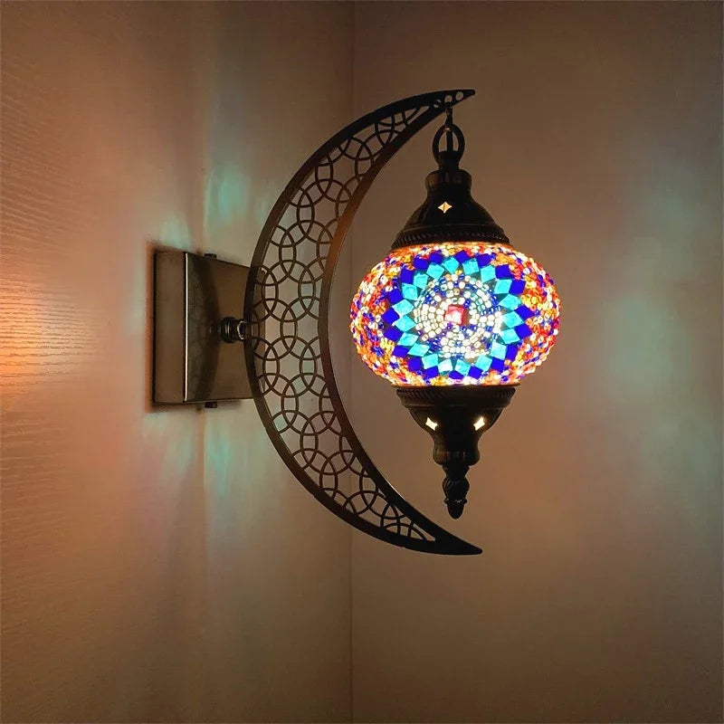 applique murale rétro bohème en forme de lune décorative artisanale - vue 3 sur 14
