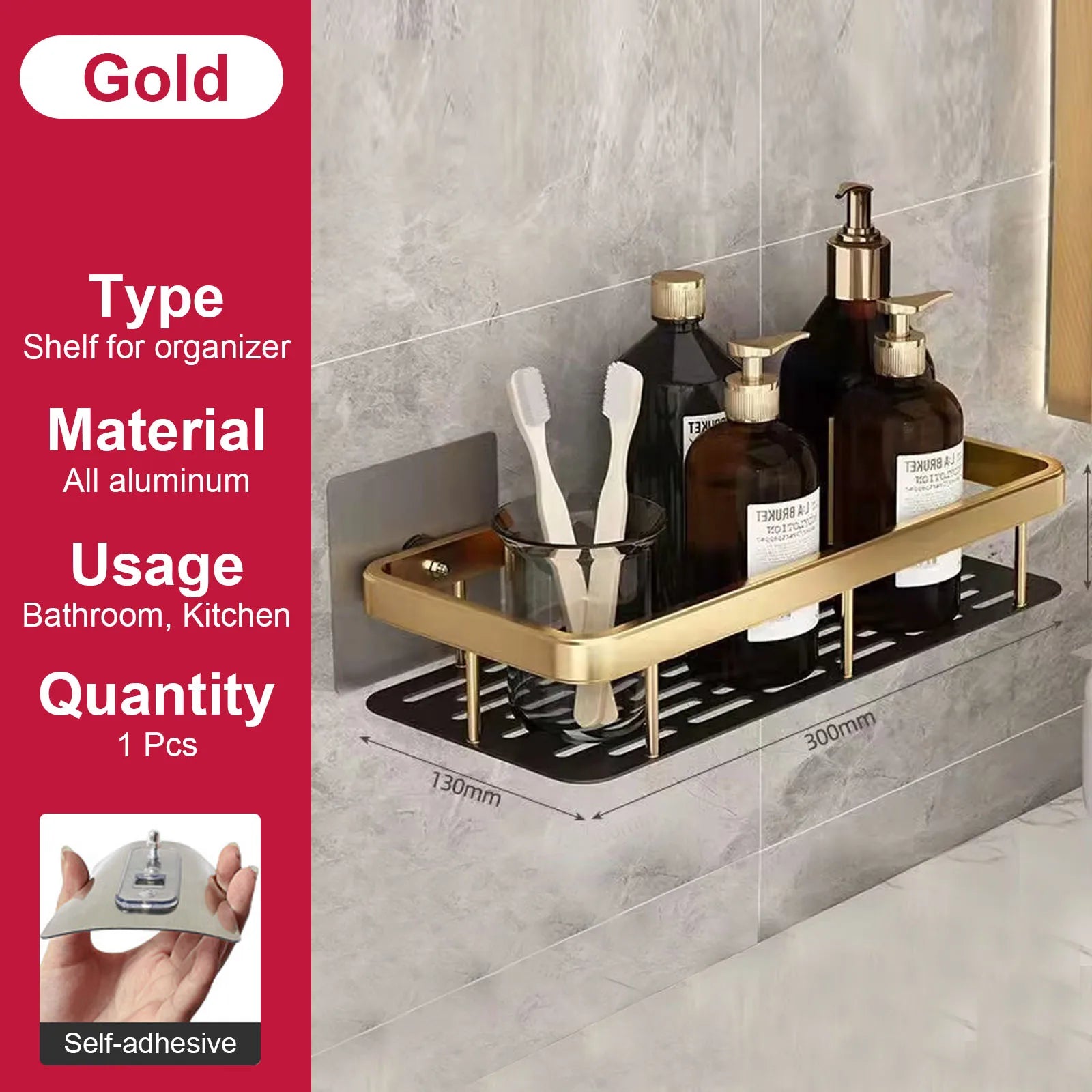 etagère murale sans perçage pour rangement de salle de bain et cuisine - vue 21 sur 30