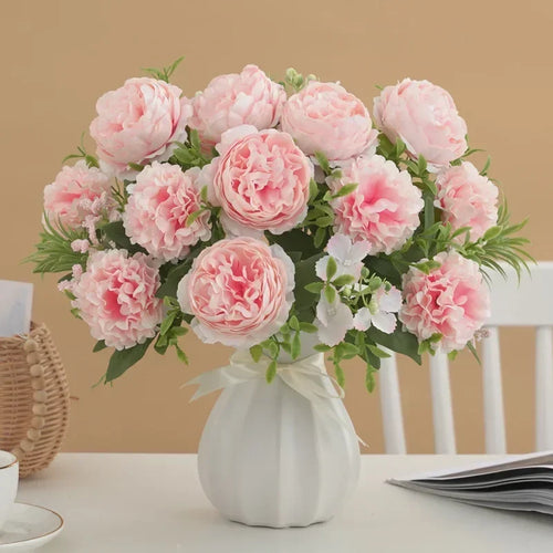 bouquet d'hortensias et pivoines artificiels pour décoration intérieure - vue 3 sur 11