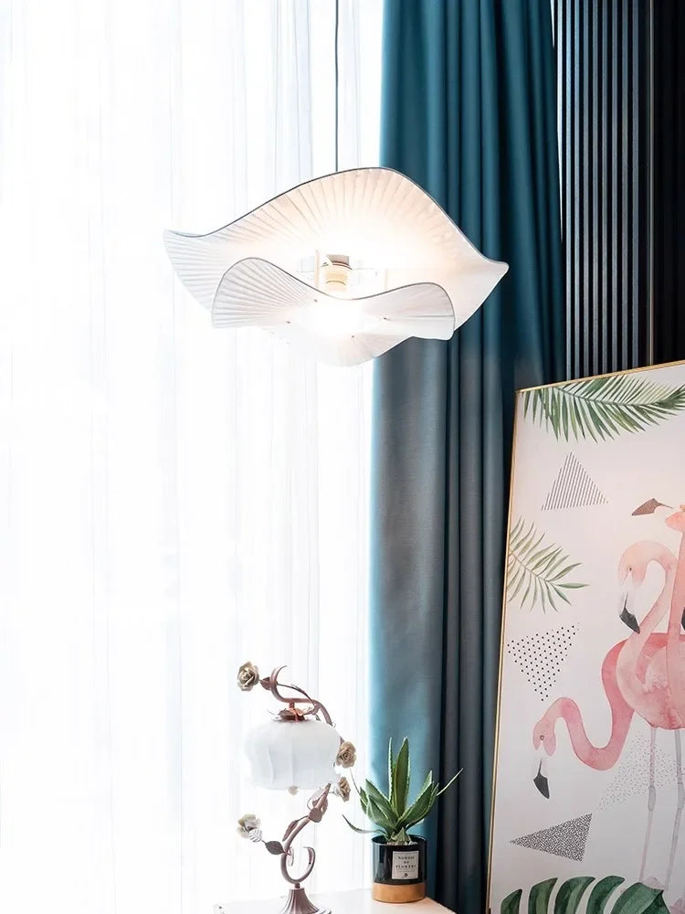 lustre Design nordique tissu LED lumières chambre salon salle à manger décoration maison fleur - vue 5 sur 7