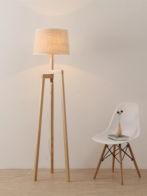Lampes sur pied pour salon Vintage lampadaire en bois pied pour étude chambre chevet éclairage Led trépied lampe sur pied - vue 2 sur 5