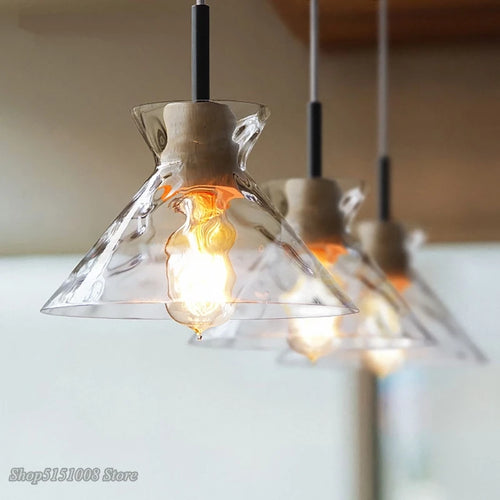 lampe suspension led japonaise bois verre décor luminaire - vue 5 sur 9