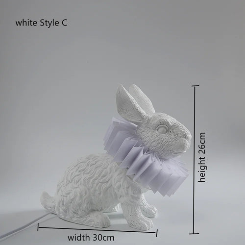 lampe de table créative en résine avec écharpe de lapin décorative - vue 13 sur 15