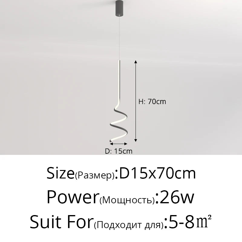 suspension moderne simple avec éclairage créatif led - vue 11 sur 11