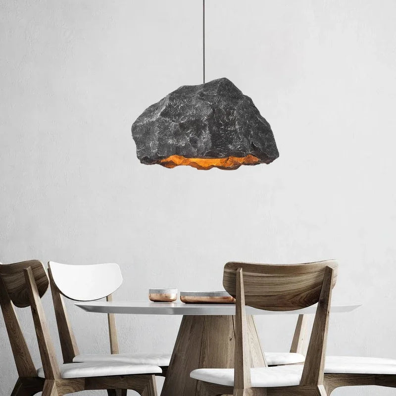 lustre design nordique en micro ciment style japonais fait main - vue 3 sur 9