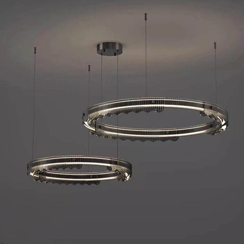lustre moderne design rond en métal pour éclairage intérieur - vue 5 sur 10