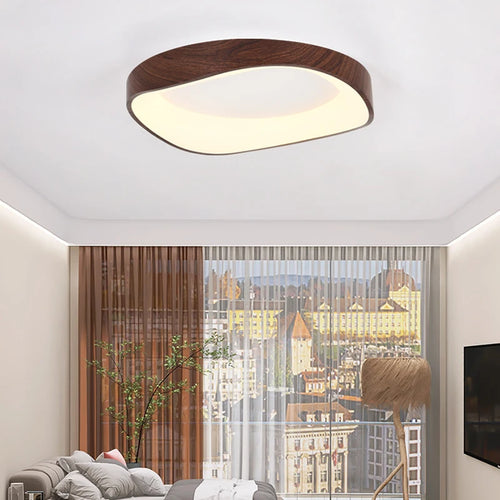 plafonnier en bois rond avec télécommande pour éclairage intérieur - vue 3 sur 21